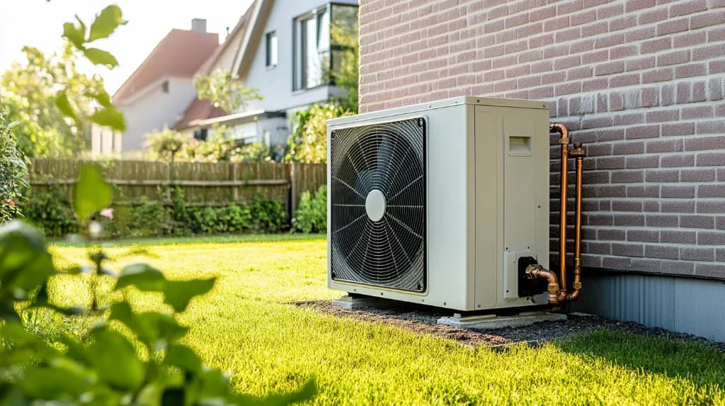 Warmtepomp geïnstalleerd naast een woning