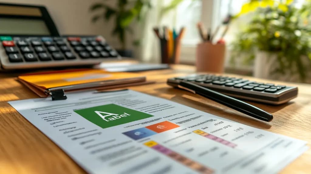 Energielabel document met kleurenschaal van A tot G